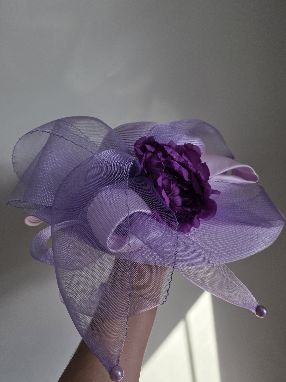 Elegant Purple Floral Fascinator Hat for Women
